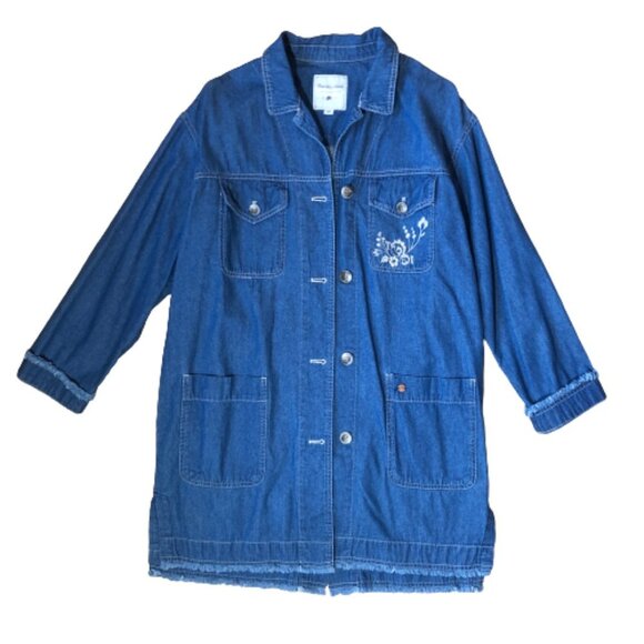 Thursday Island Urban Vintage long soft denim embroidered jacket, blazer - Picture 14 of 16